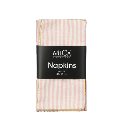 Pink & White Striped Cloth Napkins (40 cm)