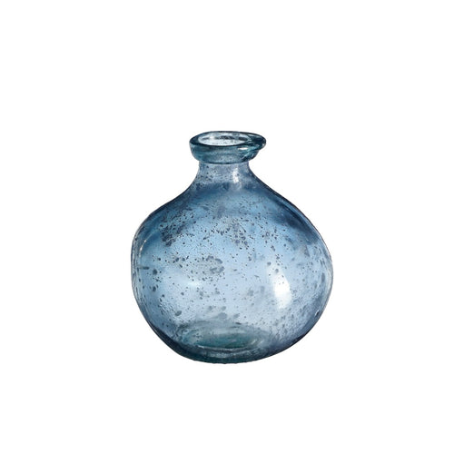 Blue Organic Recycled Glass Vase (18 cm)
