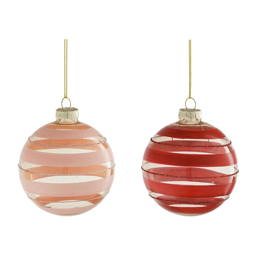 Glass Bauble - Pink & Red (8cm)