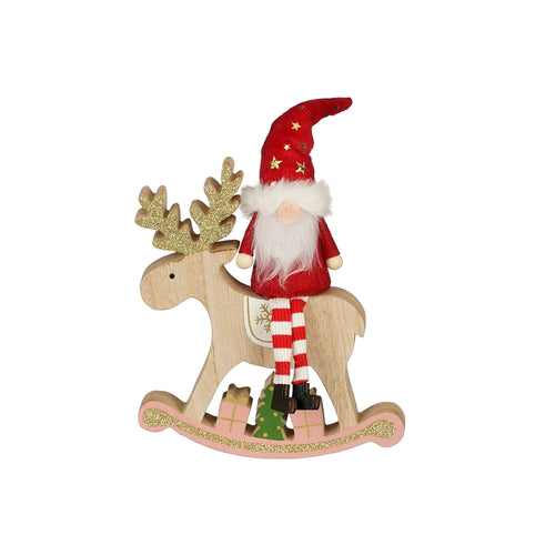 Red Gnome With Deer Decoration (24cm)