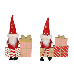 Red Gnome With Present Decoration (18cm)