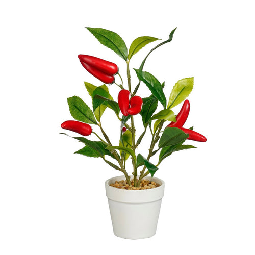 Artificial Pepper Plant in White Pot (28 cm)