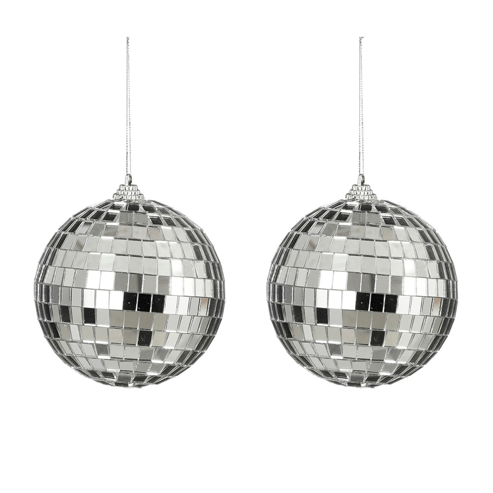 Mirror Ball Ornament Set - Silver (10cm, 2 Pieces)