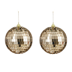 Mirror Ball Ornament Set - Champagne (10cm, 2 Pieces)