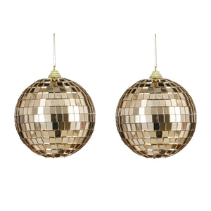 Mirror Ball Ornament Set - Champagne (10cm, 2 Pieces)
