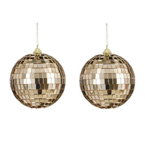 Mirror Ball Ornament Set - Champagne (10cm, 2 Pieces)