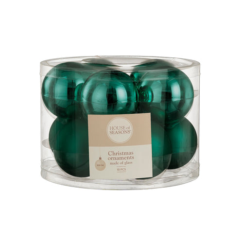 Glass Bauble Set - Petrol (6cm, 10 Pieces)