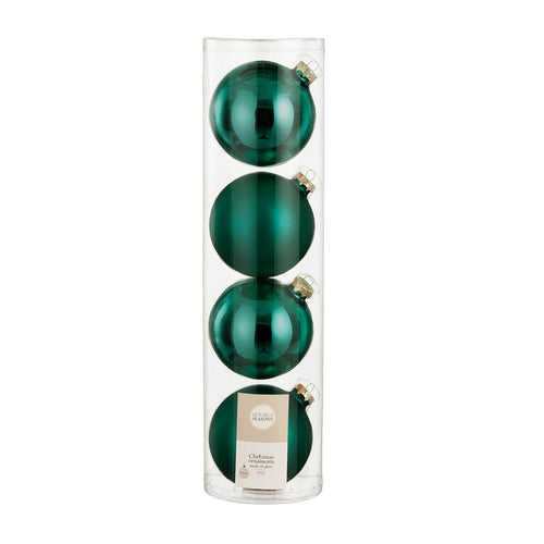 Glass Bauble Set - Petrol (10cm, 4 Pieces)