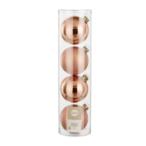 Glass Bauble Set - Peach (10cm, 4 Pieces)