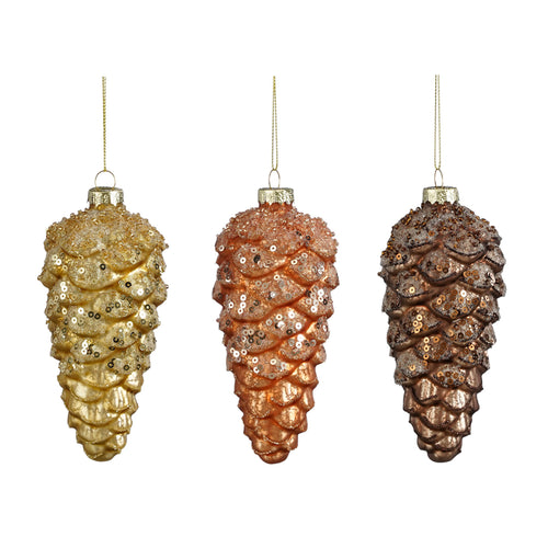 Glass Pine Cone Ornament (12cm)