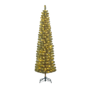 Green Charlton Pillar Christmas Tree with Warm White LEDs (185cm)