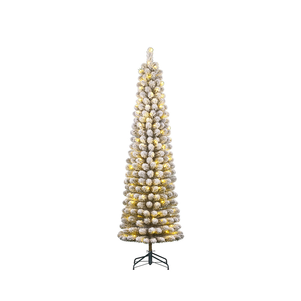 Green Charlton Pillar Christmas Tree with White LEDs (185cm)