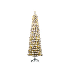 Green Charlton Pillar Christmas Tree with White LEDs (185cm)