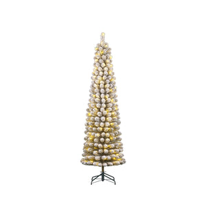 Green Charlton Pillar Christmas Tree with White LEDs (185cm)