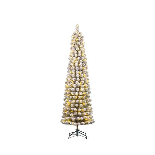 Green Charlton Pillar Christmas Tree with White LEDs (185cm)