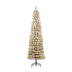 Green Charlton Pillar Christmas Tree with White LEDs (215cm)