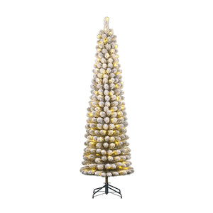 Green Charlton Pillar Christmas Tree with White LEDs (215cm)