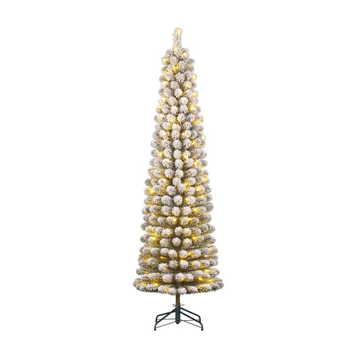 Green Charlton Pillar Christmas Tree with White LEDs (215cm)