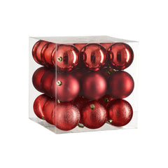 Unbreakable Red Bauble Set (8cm, 27 Pieces)