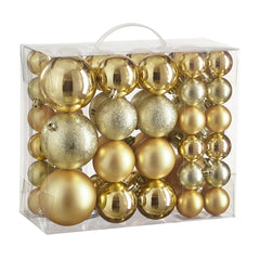 Unbreakable Gold Bauble Mix (4, 6, & 8cm, 46 Pieces)