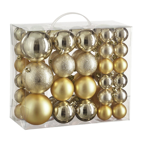 Unbreakable Champagne Bauble Mix (4, 6, & 8cm, 46 Pieces)