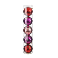 Unbreakable Bauble Set - Red, Pink & Fuchsia (15cm, 5 Pieces)