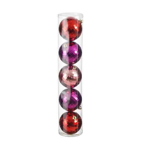 Unbreakable Bauble Set - Red, Pink & Fuchsia (15cm, 5 Pieces)