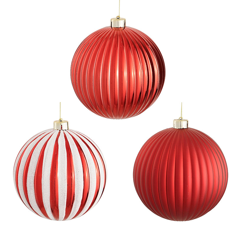 Bauble unbreakable red 3 assorted - d15cm