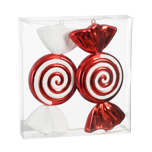 Ornament candy red 2pcs L15 x w6 x h32 cm