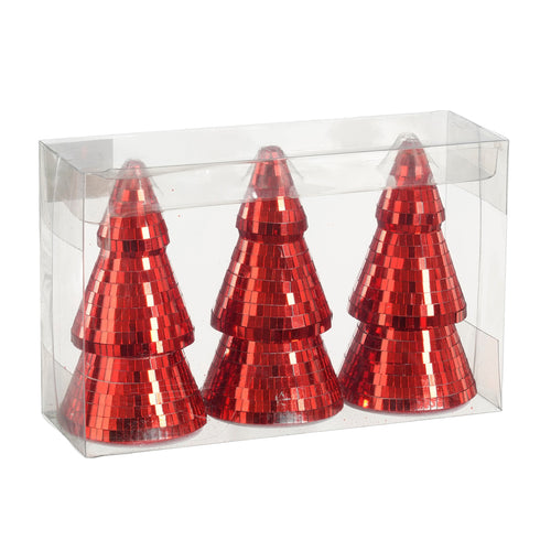 Decoration mirror tree red 3pcs h14xd7.5cm