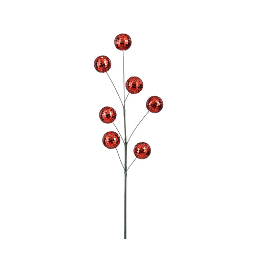 Red Mirror Balls Branch (60cm)