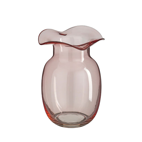 Mira Ruffled Glass Vase (Pink, 26.5 cm)