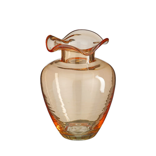 Mira Ruffled Glass Vase (Orange, 22 cm)