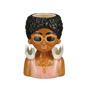 Funny Girl Character Planter Pot (Pink, 26 cm)