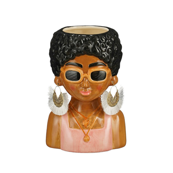 Funny Girl Character Planter Pot (Pink, 26 cm)