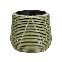 Cancun Woven Lattice Round Green Planter (28 cm)