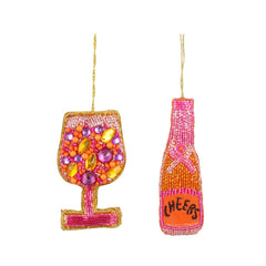 Pink Champagne Bottle Ornament (11cm)