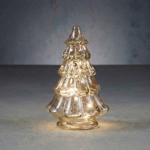 Decorative Glass Tree Silver Gold White LED Battery