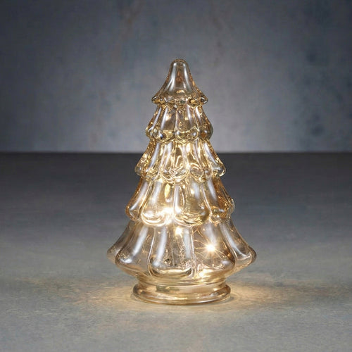 Decorative Glass Tree Silver Gold White LED Battery