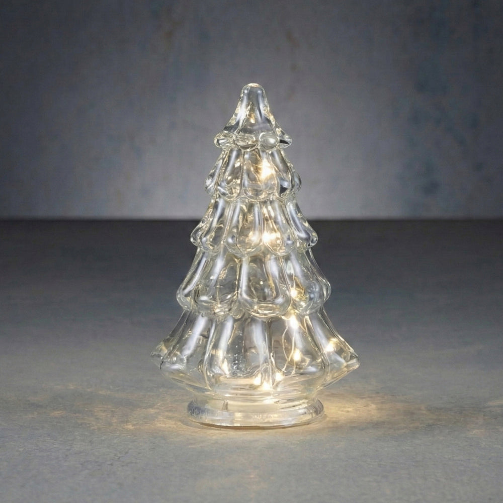 Decorative Glass Tree Silver Gold White LED Battery