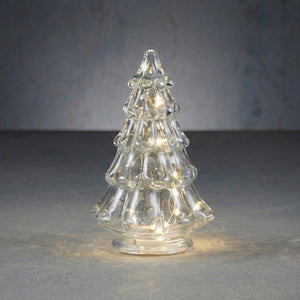 Decorative Glass Tree Silver Gold White LED Battery