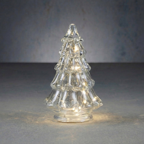 Decorative Glass Tree Silver Gold White LED Battery
