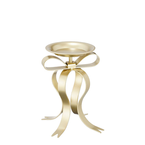 Candleholder bow champagne - l17xw14xh20cm