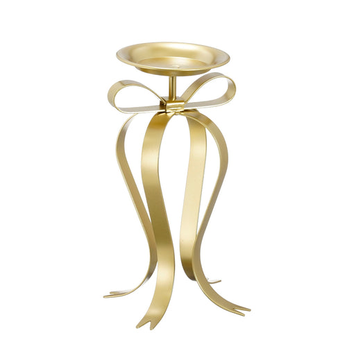 Candleholder bow champagne - l17xw14xh28cm