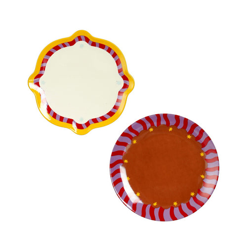 Ela Yellow Pink Brown Breakfast Plate Pack of 4 (21cm)