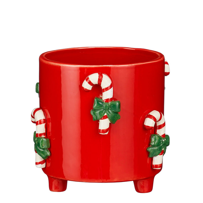 Pot candy cane red - h14xd16cm