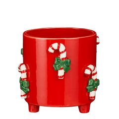 Pot candy cane red - h14xd16cm