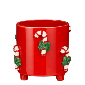 Pot candy cane red - h14xd16cm