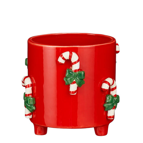 Pot candy cane red - h14xd16cm