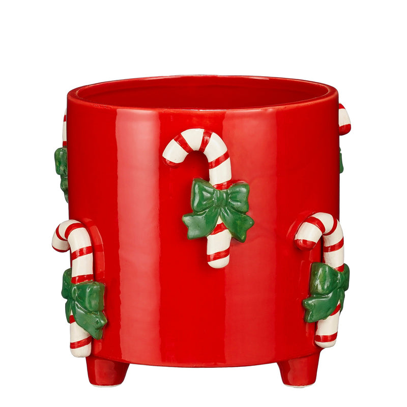 Pot candy cane red - h18xd21cm